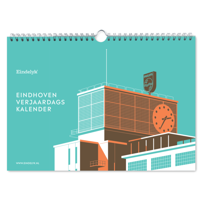 Unieke Eindhoven verjaardagskalender met stijlvolle illustraties van de meest iconische gebouwen, straten en pleinen.
